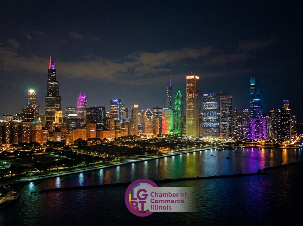 night logo on city of chicago